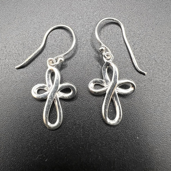 Jewelry - Sterling Silver Cross Dangle Drop Earrings IBB 925 Thailand